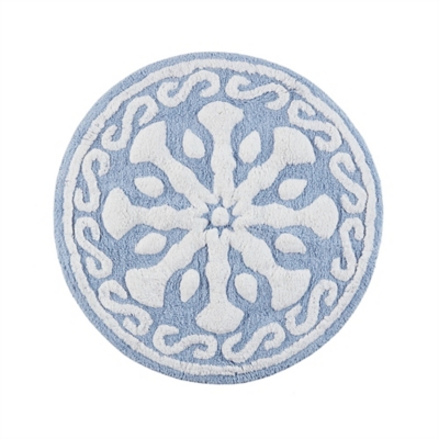 Madison Park Blue 25"R Medallion Cotton Tufted Rug, Blue, large